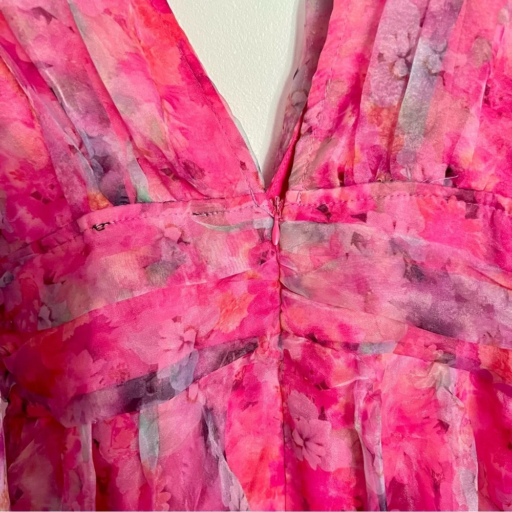 Selkie Style Pink Floral Mini coquette Barbie Puff Dress size 2 - Picture 4 of 10